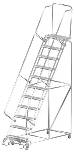 Ballymore SS113214G Stainless Steel Lockstep Ladder with 11 Grated Steps, 32" x 82" x 143"