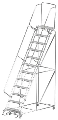 Ballymore SS123214G Stainless Steel Lockstep Ladder with 12 Grated Steps, 32" x 88" x 153"