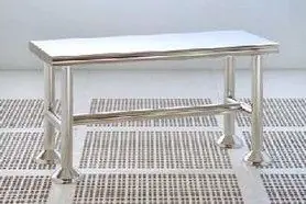Palbam Floor-Mounted Electropolished Stainless Steel Gowning Bench with Solid Top