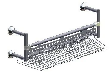 Palbam Wall-Mounted Electropolished Stainless Steel Cleanroom Garment Rack with Slotted Hanger Rail