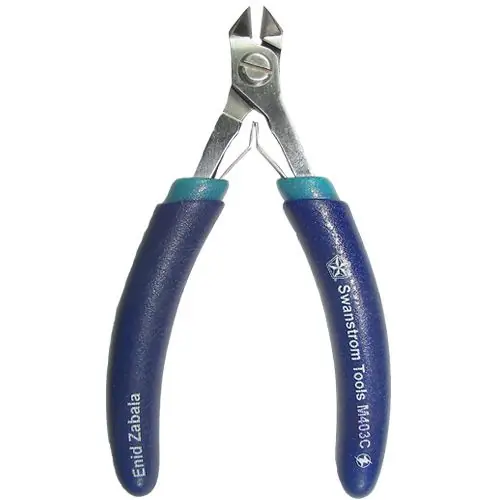 Swanstrom M403C Precision Medical-Grade Fine Small Dual Tapered Head Diagonal Full-Flush Cutter with Tungsten Carbide Blades, 4.70" OAL