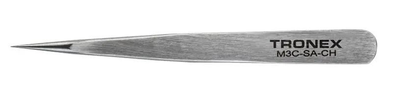 Tronex M3C-SA Mini Stainless Steel Tweezer with Straight, Slight Tapered, Short, Very Fine, Pointed Tips