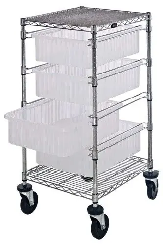 Quantum Bin Cart with 4 Rails, 24" x 21" x 45"