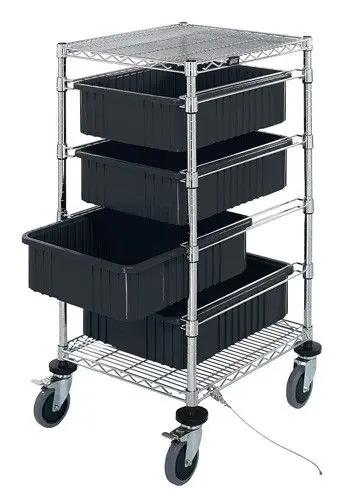 Quantum Bin Cart with 4 Rails, 24" x 21" x 45"