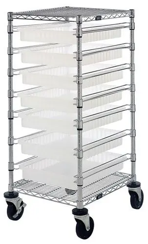 Quantum Bin Cart with 7 Rails, 24" x 21" x 45"