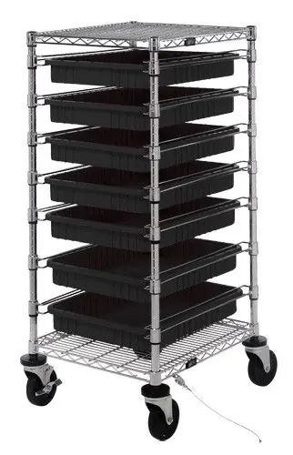 Quantum Bin Cart with 7 Rails, 24" x 21" x 45"