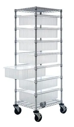 Quantum Bin Cart with 4 Rails, 24" x 21" x 69"