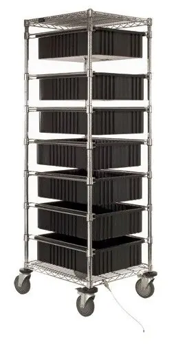Quantum Bin Cart with 7 Rails, 24" x 21" x 69"