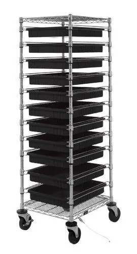 Quantum Bin Cart with 11 Rails, 24" x 21" x 69"