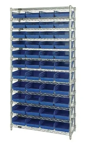 Quantum Wire Shelving System with 12 Shelves, 12" x 36" x 74"