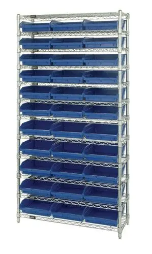 Quantum Wire Shelving System with 12 Shelves, 12" x 36" x 74"