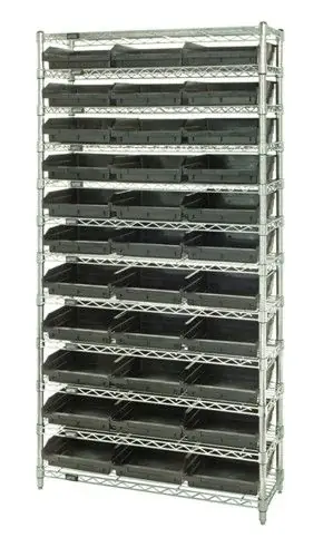 Quantum Wire Shelving System with 12 Shelves, 12" x 36" x 74"