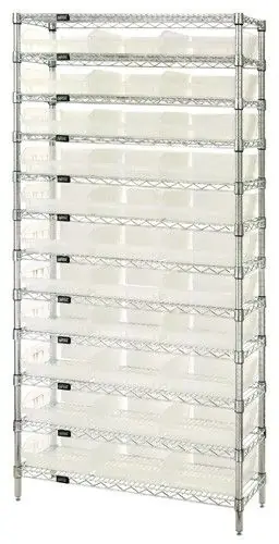 Quantum Wire Shelving System with 12 Shelves, 24" x 36" x 74"