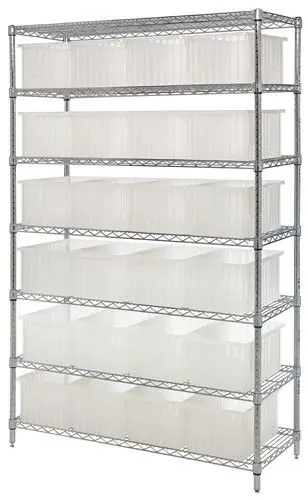 Quantum Wire Shelving System with 12 Shelves, 24" x 60" x 63"