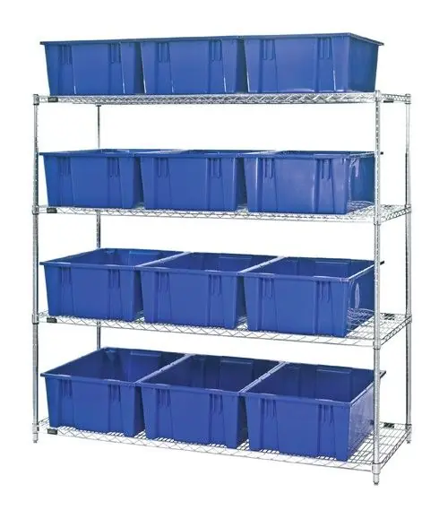 Quantum Wire Shelving System with 4 Shelves, 24" x 66" x 63"