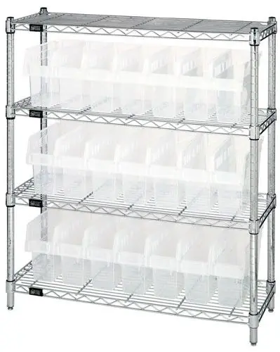 Quantum Wire Shelving System with 4 Shelves, 12" x 36" x 39"