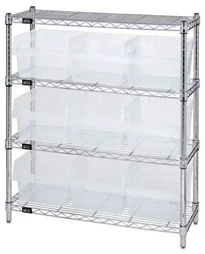 Quantum Wire Shelving System with 4 Shelves, 12" x 36" x 39"