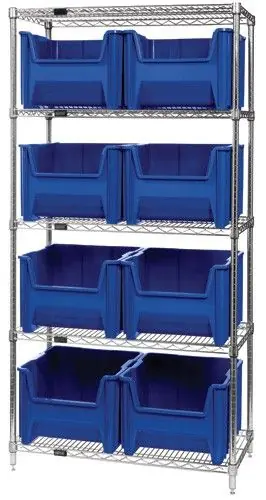 Quantum Wire Shelving System with 5 Shelves, 18" x 36" x 74"