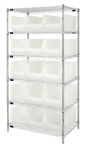 Quantum Wire Shelving System with 6 Shelves, 24" x 36" x 74"