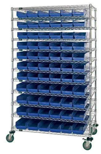 Quantum High-Density Wire Shelving System with 12 Shelves, 12" x 48" x 74"