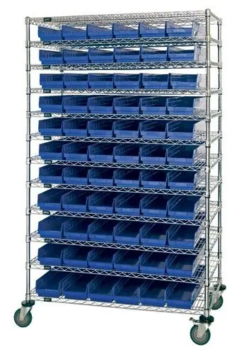 Quantum High-Density Wire Shelving System with 12 Shelves, 12" x 48" x 74"