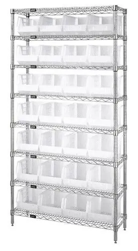 Quantum Wire Shelving System with 8 Shelves, 12" x 36" x 74"