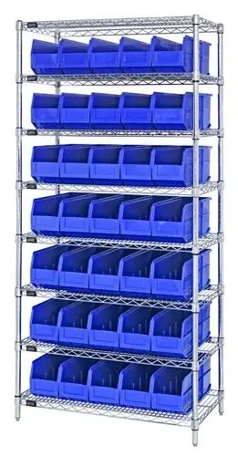 Quantum Wire Shelving System with 8 Shelves, 14" x 36" x 74"