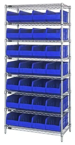 Quantum Wire Shelving System with 8 Shelves, 18" x 36" x 74"