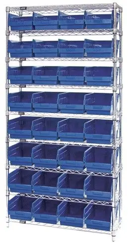 Quantum Wire Shelving System with 8 Shelves, 18" x 36" x 74"