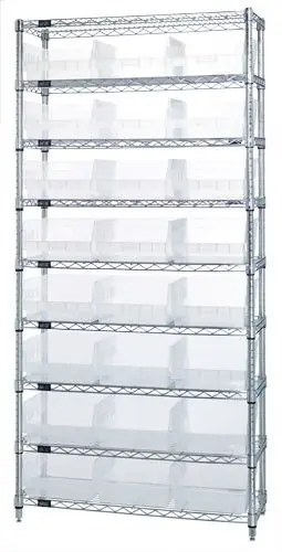 Quantum Wire Shelving System with 9 Shelves, 12" x 36" x 74"