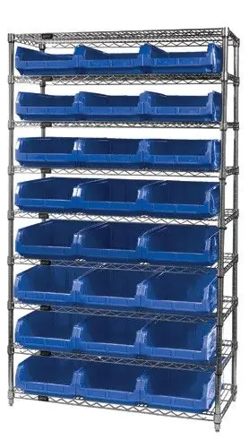 Quantum Wire Shelving System with 9 Shelves, 18" x 42" x 74"