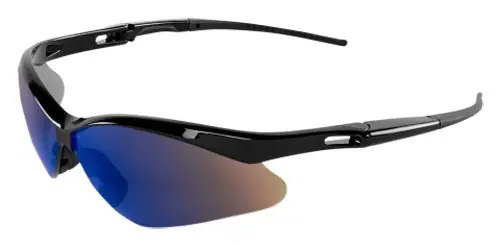 Bullhead Safety® BH2259 Spearfish Safety Glasses with Shiny Black Frame & Blue Mirrored Lens