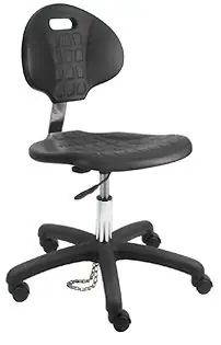 Lissner Desk Height Cleanroom ESD Chair with Black Nylon Base, Black Urethane
