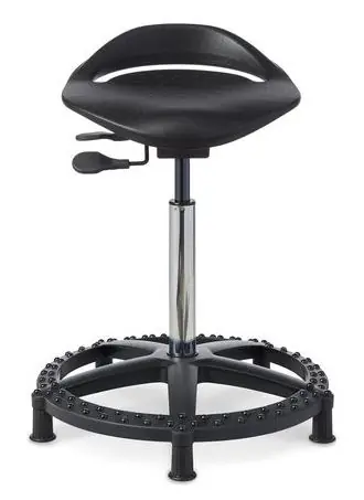 Office Master WS16 Bench Height Sit/Stand Stool with Black Nylon Base, Black Polyurethane