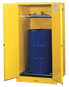 Justrite 896260 Sure-Grip® EX Vertical Drum Safety Cabinet with Rollers with 2 Doors, 34" x 34" x 65"