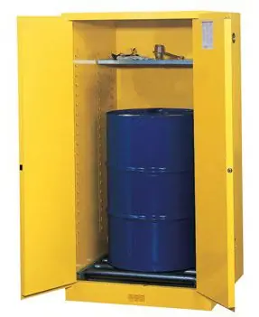 Justrite 896270 Sure-Grip® EX Vertical Drum Safety Cabinet with Rollers with 2 Self-Closing Doors, 34" x 34" x 65"