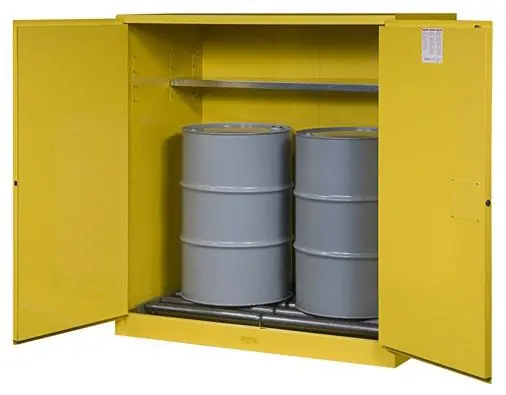 Justrite 899160 Sure-Grip® EX Vertical Drum Safety Cabinet with Rollers with 2 Doors, 34" x 59" x 65"