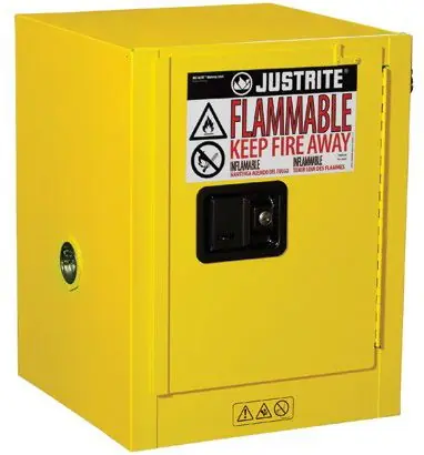 Justrite 890400 Sure-Grip® EX Countertop Flammable Safety Cabinet with 1 Door, 17" x 17" x 22"