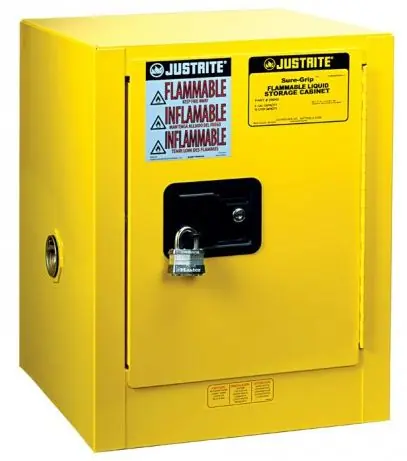 Justrite 890420 Sure-Grip® EX Countertop Flammable Safety Cabinet with 1 Self-Closing Door, 17" x 17" x 22"