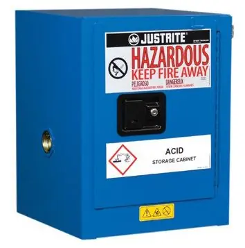 Justrite 860428 Sure-Grip® EX Countertop Hazardous Material Safety Cabinet with 1 Self-Closing Door, 17" x 17" x 22"