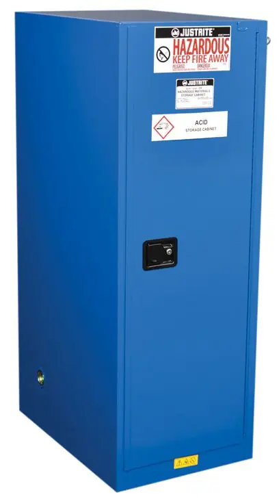 Justrite 865428 Sure-Grip® EX Deep Slimline Hazardous Material Safety Cabinet with 2 Self-Closing Doors, 30.3" x 20" x 60.5"