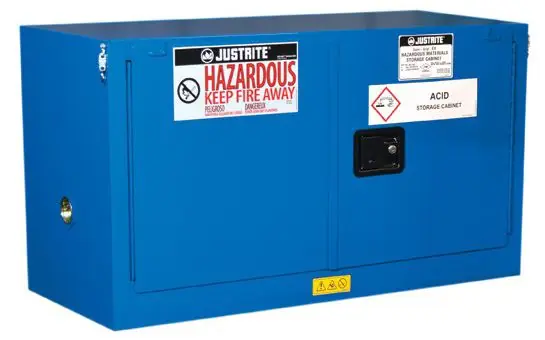 Justrite 861728 Sure-Grip® EX Piggyback Hazardous Material Safety Cabinet with 2 Self-Closing Doors, 18" x 43" x 24"