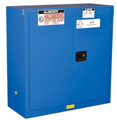 Justrite 863028 Sure-Grip® EX Hazardous Material Safety Cabinet with 2 Self-Closing Doors, 18" x 43" x 44"