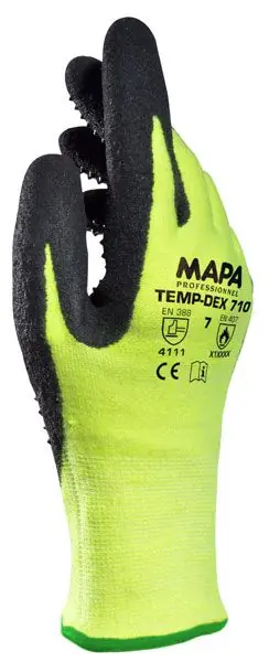 MAPA 710 TempDex Thermal Protection Gloves with Nitrile Palm Coating & Acrylic Liner, Yellow (Case of 50 Pair)