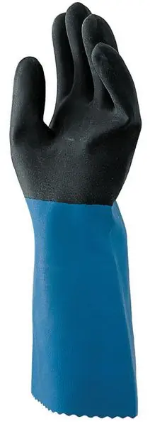 MAPA NL52 StanZoil Knit Lined Neoprene Chemical Resistant Gloves, Black/Blue, 14"