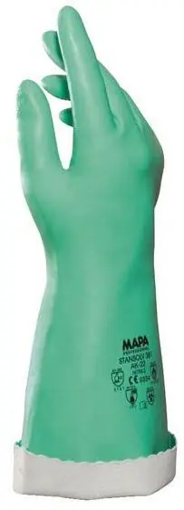 MAPA AK22 Stansolv Knit Lined 33 Mil Nitrile Chemical Resistant Gloves, Green, 14"