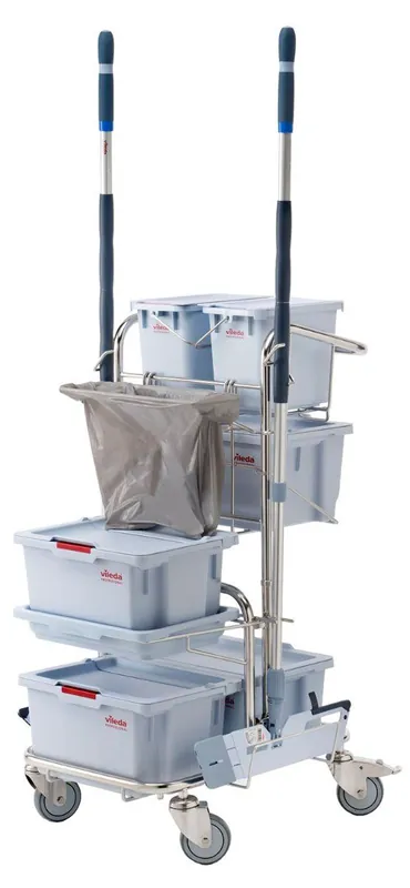 Vileda 143774 CE Pre-Prepared Trolley Stainless Steel System, 28" x 30" x 37"