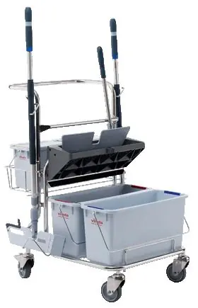 Vileda 141926 CE Bucket Trolley Stainless Steel System, 28" x 30" x 37"