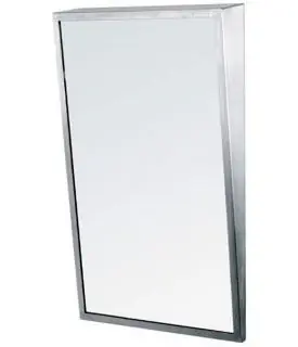 CleanPro® Wall Mounted Cleanroom Mirror with Welded Stainless Steel Frame & Fixed Tilt