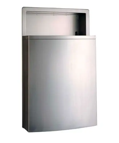 CleanPro® B-43644 ConturaSeries® Recessed Stainless Steel Waste Receptacle with LinerMate®, 12.8 Gallon